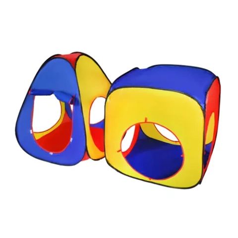 Set Cort de Joaca pentru Copii 3in1  Tunel + Casuta, Auto-Desfasurare