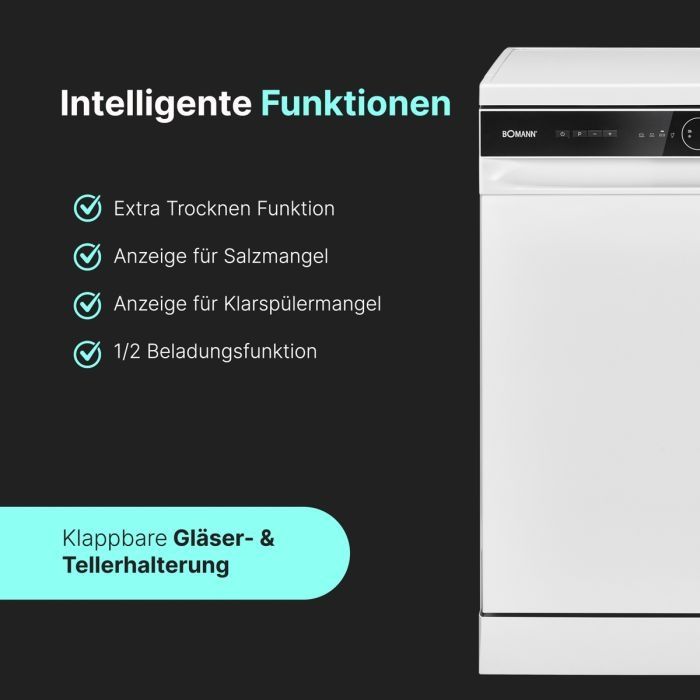 Нова свободностояща съдомиялна 60 см Bomann GSP 7417 бял гланц