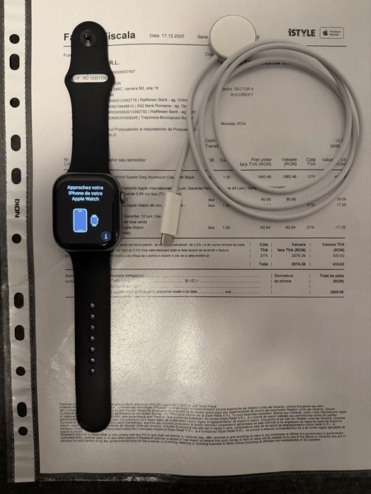 Ultimul Model Apple Watch Seria 11 46  Sport Band Space Grey S/M