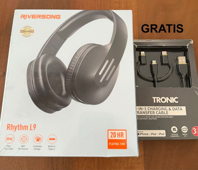 Casti wireless bluetooth® V5.3 Rhythm L9 RIVERSONG + Gratuit Set cablu