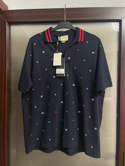Tricou polo bleumarin barbati - Gucci - XXL - stare foarte buna