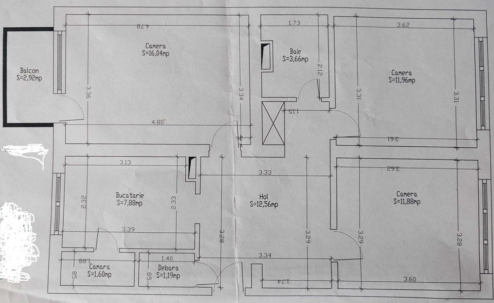 Apartament 3 camere 70 mp  si garaj , Medias, Gura Campului str. Cluj