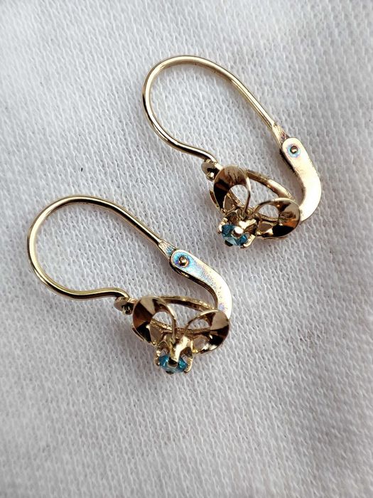 Cercei Aur 14K Cu Turmalina Paraiba Unicat Adulti Sau Copii Fetite