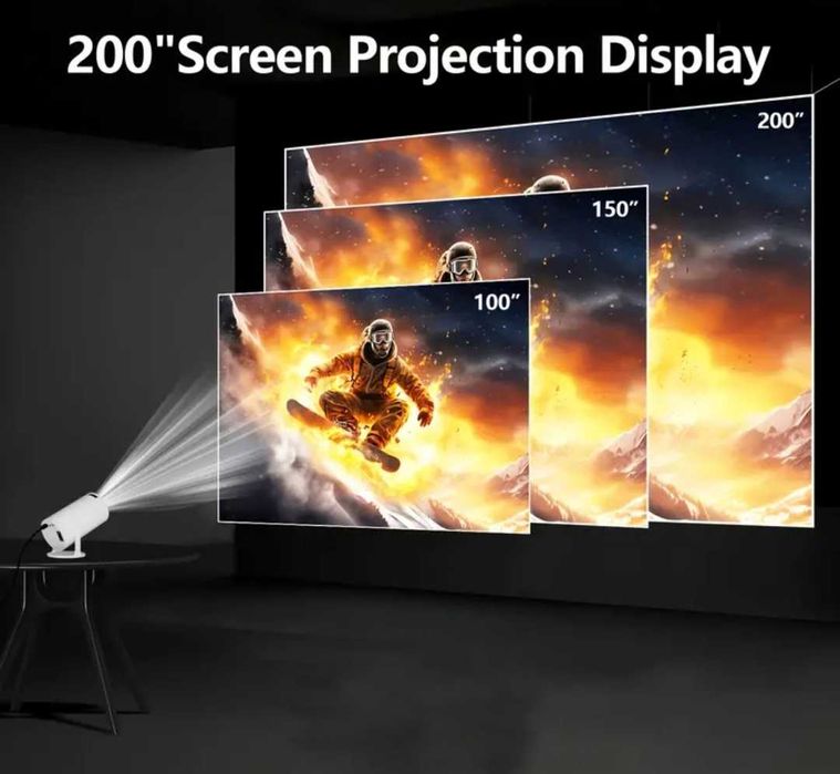 HD проектор с Android 11 – Превърни всяка стена в кино екран!