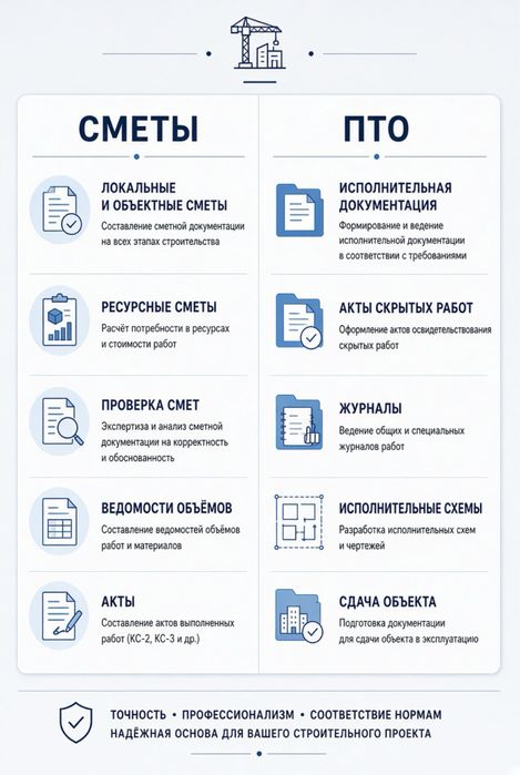 Сметчик и инженер ПТО — сметы, ИД, акты