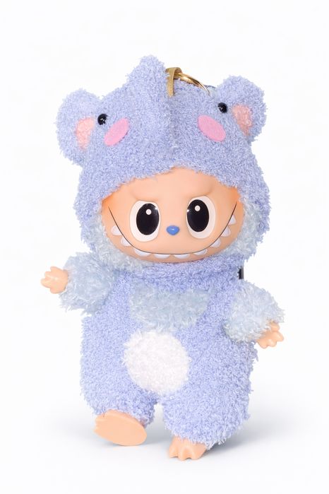 Jucarie de plus breloc - tip Labubu - 15 cm - imbracat in elefant