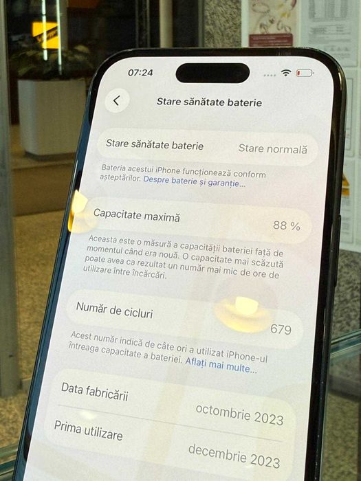 iPhone 15 128GB 88% (Iulius Mall)(B-210) Garantie 2 ani!