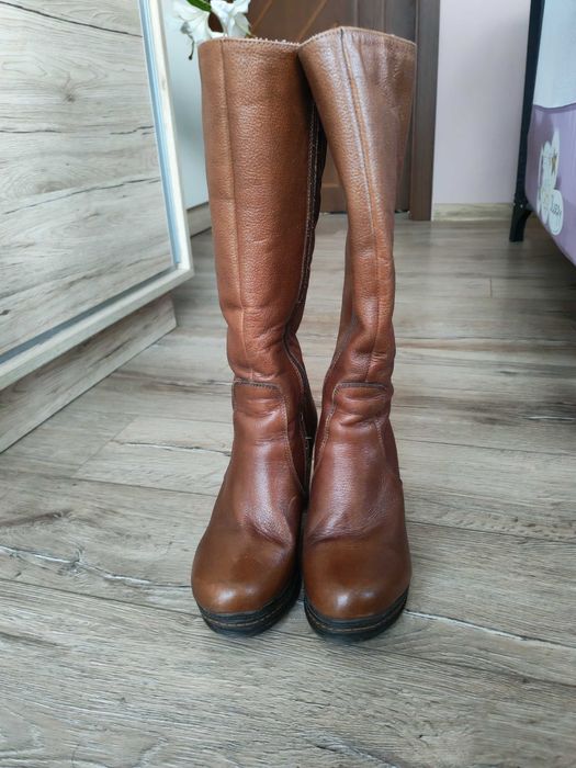 Кафяви ботуши естествена кожа, 38 номер