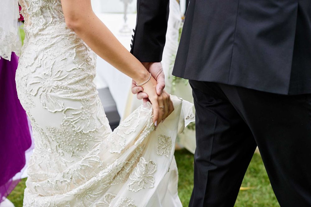 Rochie decoltată de mireasă tip sirenă, model floral 3D (S/M, 36-38)