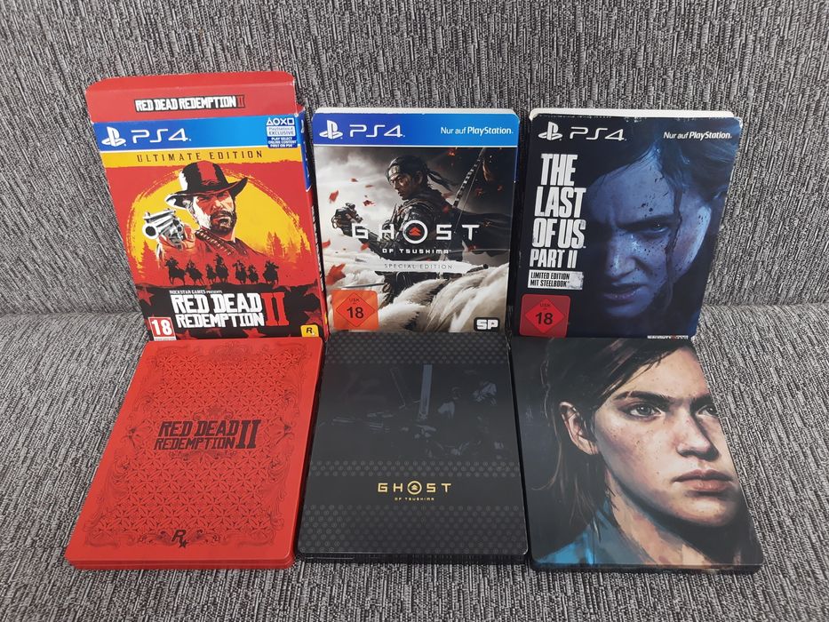 Ghost of Tsushima ,Last of us 2 ,Red dead  redemption 2 Steelbook PS4
