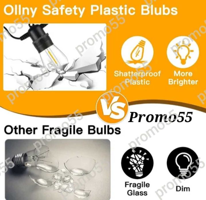 Светлинна верига от 10м. 20Бр Енергоспестяващи лед крушки за декорация