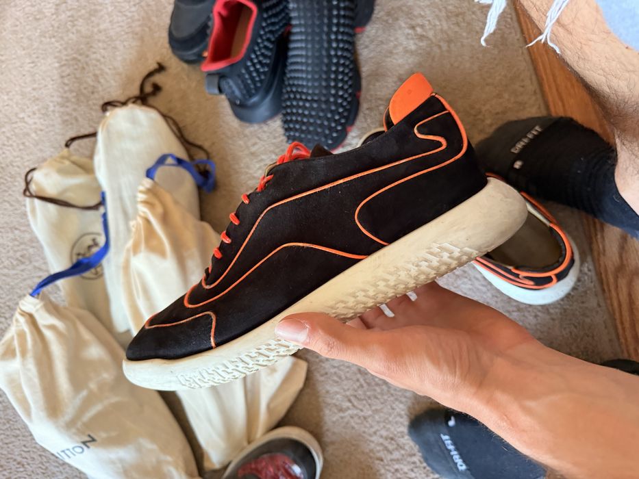 Оригинални маратонки Hermes Trail Sneaker Black Suede Orange