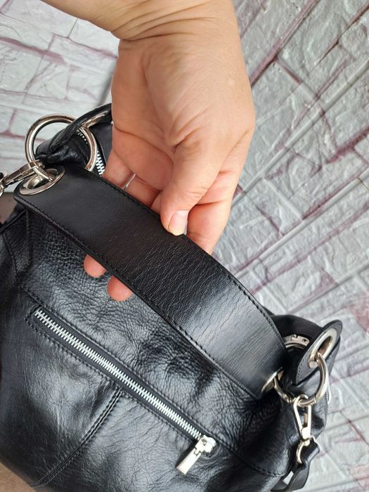 дамска чанта,черна кожена торба-естествена кожа