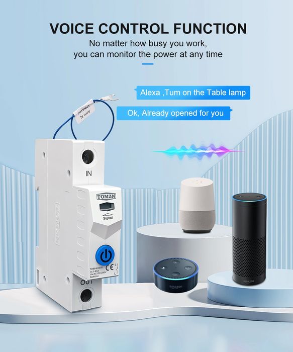 SMART предпазител / Умен WiFi автоматичен прекъсвач TOMZN TUYA 1P 1–63