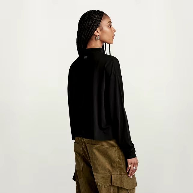 G-STAR RAW оригинална блуза S черна памучна дълъг ръкав G-STAR RAW Mock GR Loose Long Sleeve