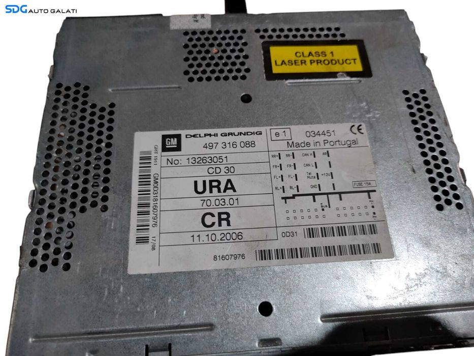 Unitate Radio CD Player CD30 Opel Astra H 2004 - 2010 Cod 13263051 [L5591]