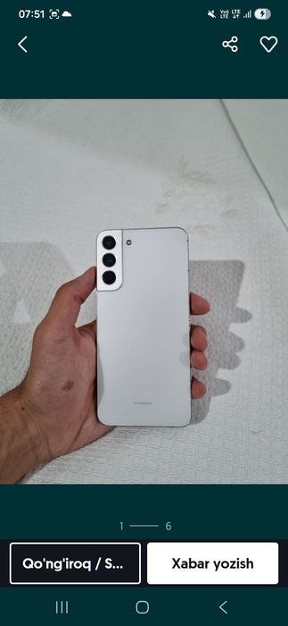 Samsung S22 256gb ideal holatda karobkasi bor