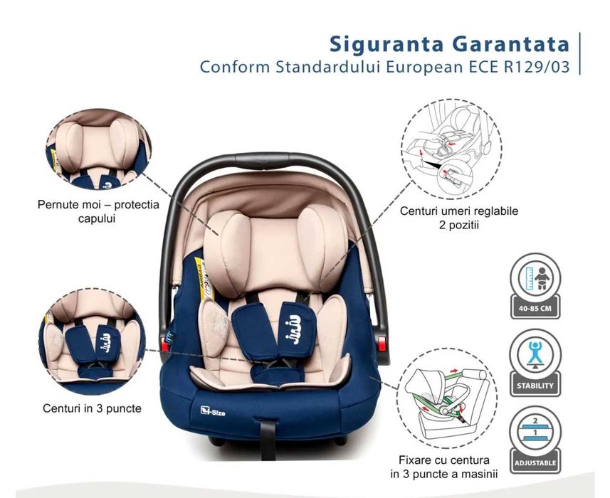 Scaun auto pentru bebelusi si copii, de tip scoica, Juju Baby Boo