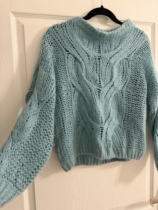 Дамски пуловер син