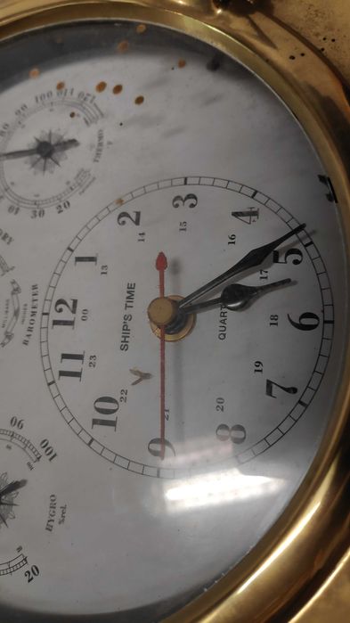 Stație Meteo Nautică Vintage (Barometru, Termometru, Higrometru, Ceas)