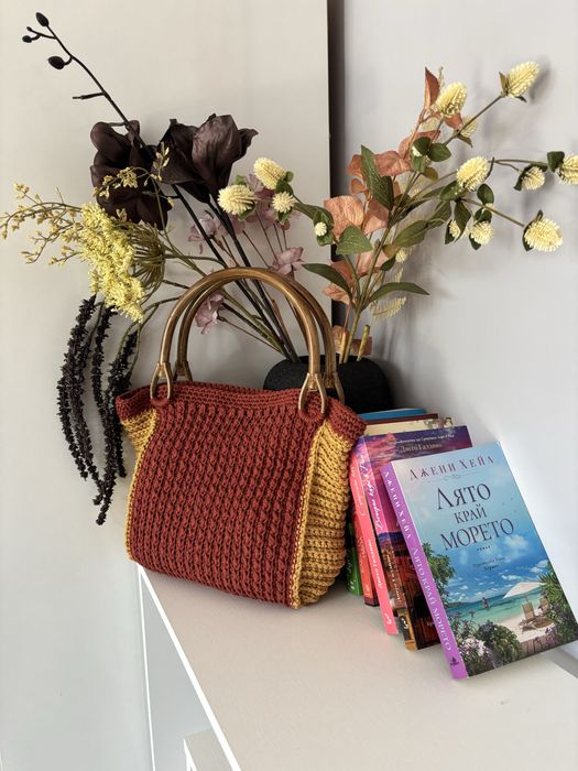 Плетени чанти от памучно и полиестерно макраме