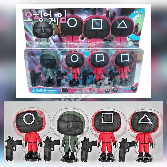 Комплект фигурки Игра на Калмари Squid Game 4 фигурки с аксесоари
