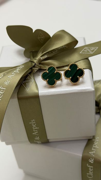 Серьги vca малахит