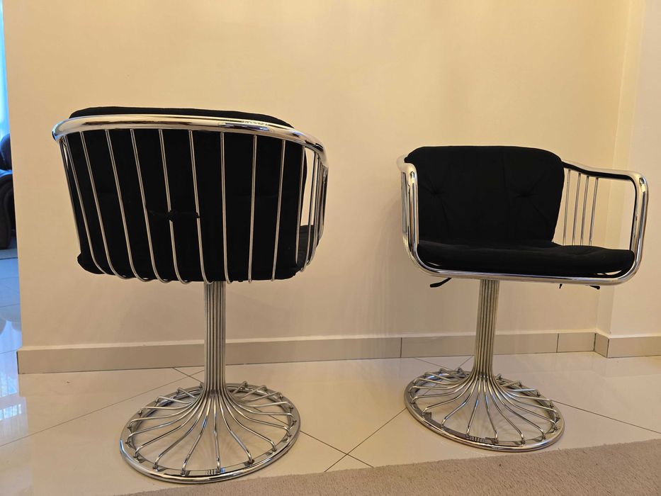 Scaune design modern rotative cromate – set 2 bucăți