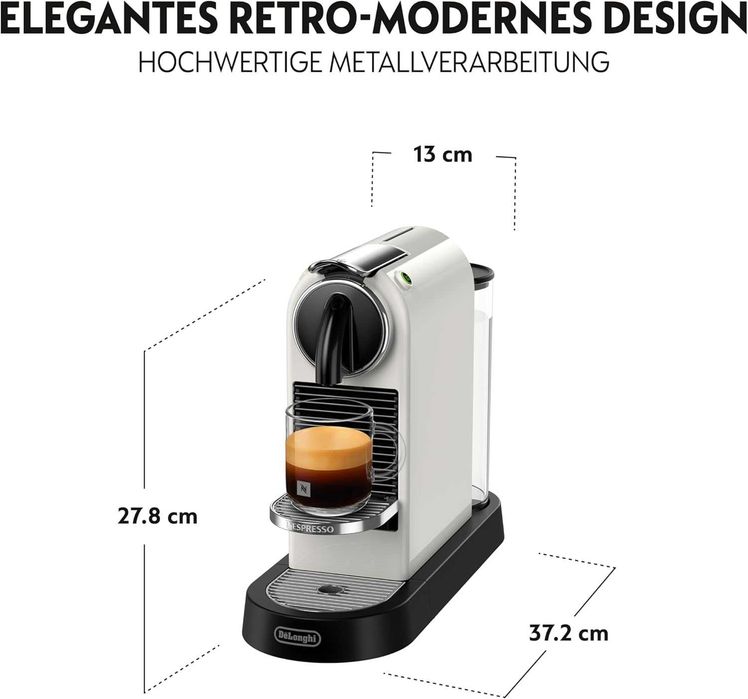 Капсулна машина De'Longhi Nespresso с помпа за високо налягане и перфектен контрол на топлината. Функция за пестене на енергия, без Aeroccino.