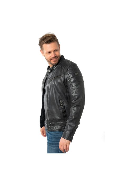 Geaca de Piele Barbati Mauritius Bleumarin Inchis MMDerry