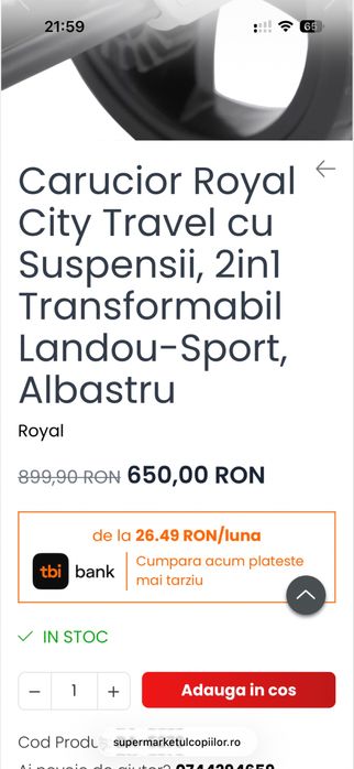 Pt 0 luni. Carut little bird nou.