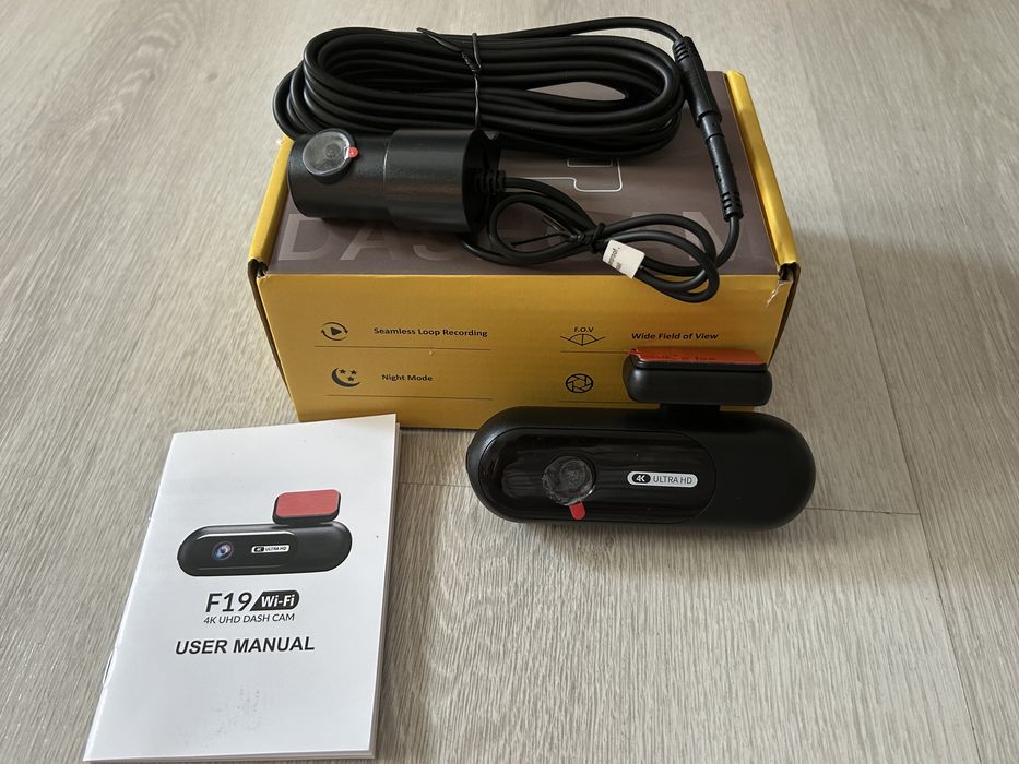 Camera Video Auto/Dash cam DVR, fata si spate, 4K UHD Dual Channel Fata si Spate, 2160p, Wifi + Modul de parcare