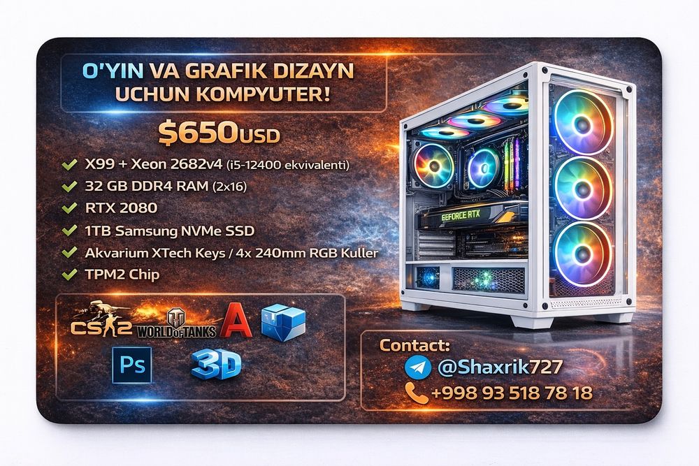 CORE i5 12400/ DDR4 32gb/ SSDM2 1tb/ RTX2080