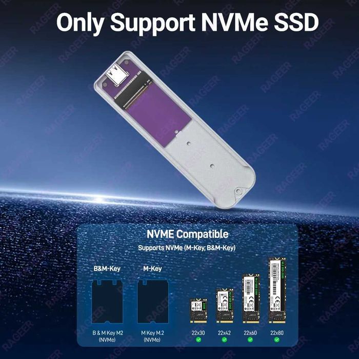 Carcasa / adaptor / rack SSD M.2 NVME USB 3.2, 2230-2280, 2TB