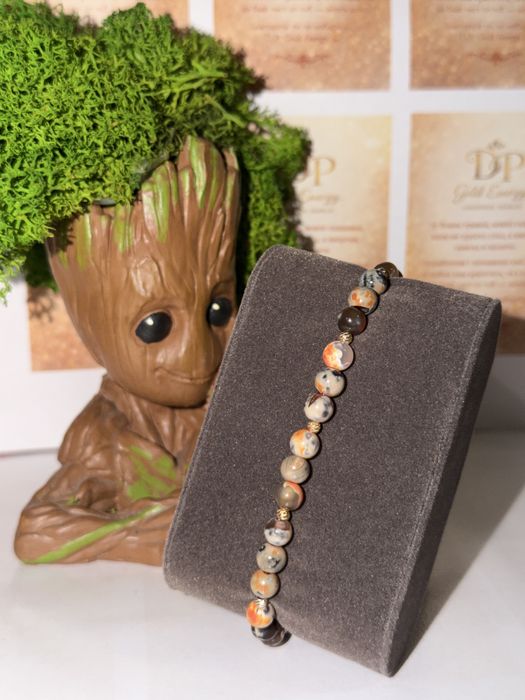 Гривни на конец - естествени камъни и 14К златни топчета