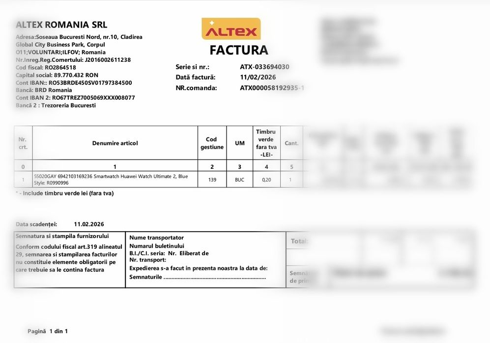 Huawei Watch Ultimate 2 Blue + brățară titan