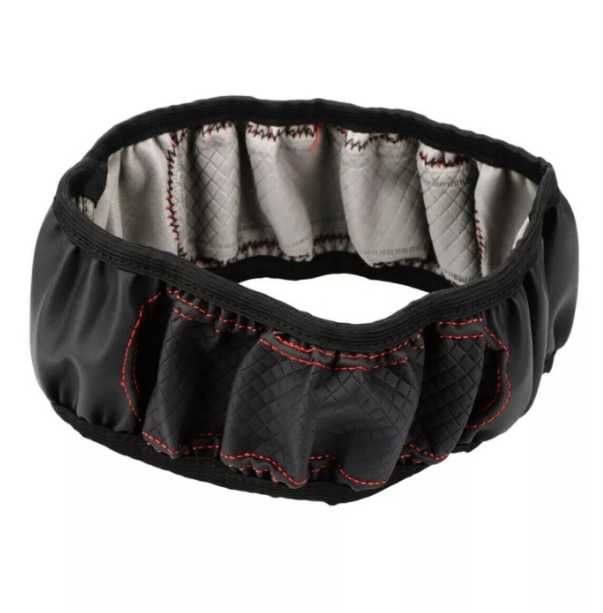 Универсален калъф за волан 37–38 см PU кожа черен с червени шевове