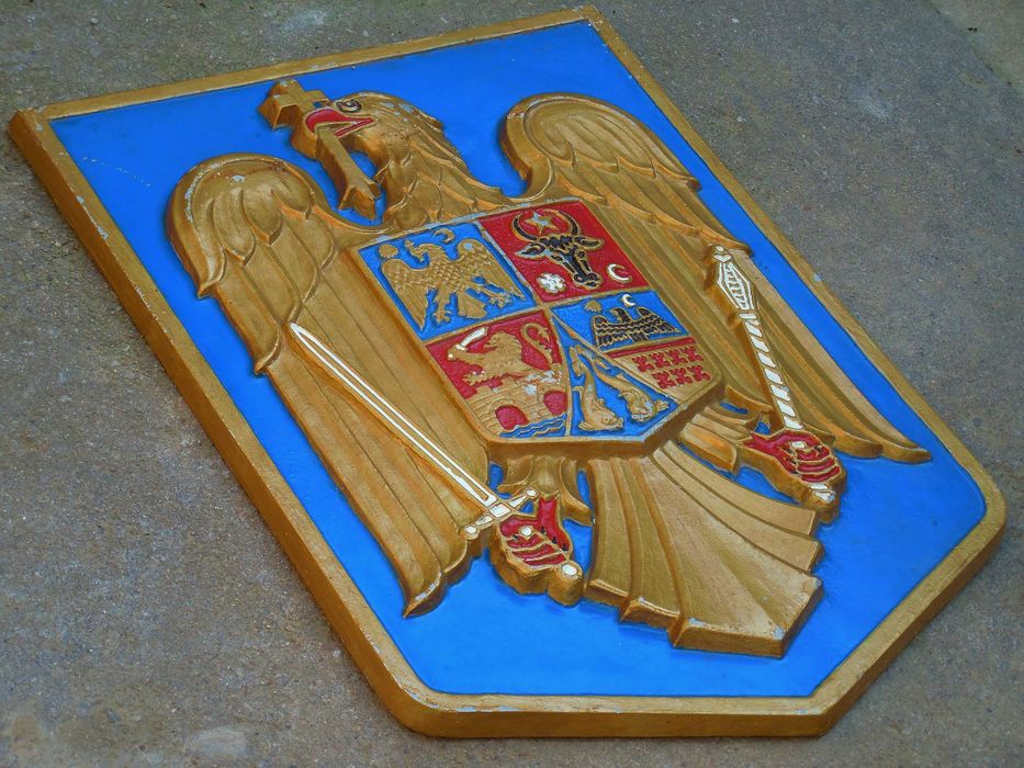 Stema Mare a României - Blazon în Relief cu Acvila Națională - Metal Masiv 4,6 kg.