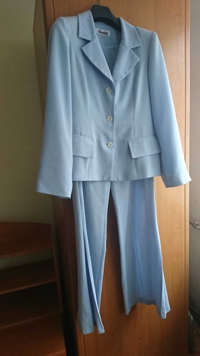 Costum GINETTE albastru deschis , de vara, vaporos, marimea 40-42