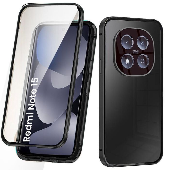 Двоен магнитен кейс за xiaomi redmi note 15 5g със защита на камерите