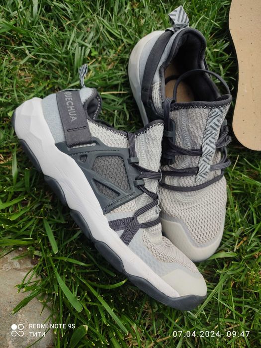 Мъжки туристически обувки за преходи nh500 fresh, сиви