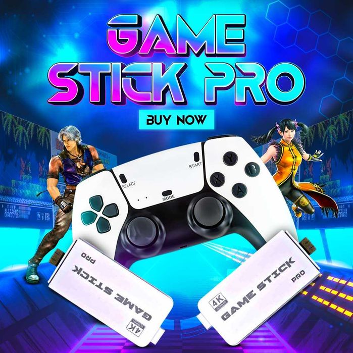HDMI Ретро Конзола Game stick pro 4k с вградени над 20 000 игри, безжични джойстици, tv игра