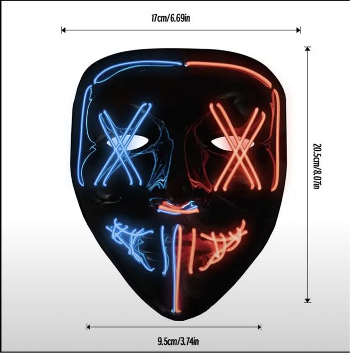 Хэллоуинская неоновая светодиодная маска ужаса maska punk Halloween