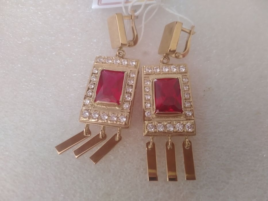 Зол серьги без веса камней 585*.