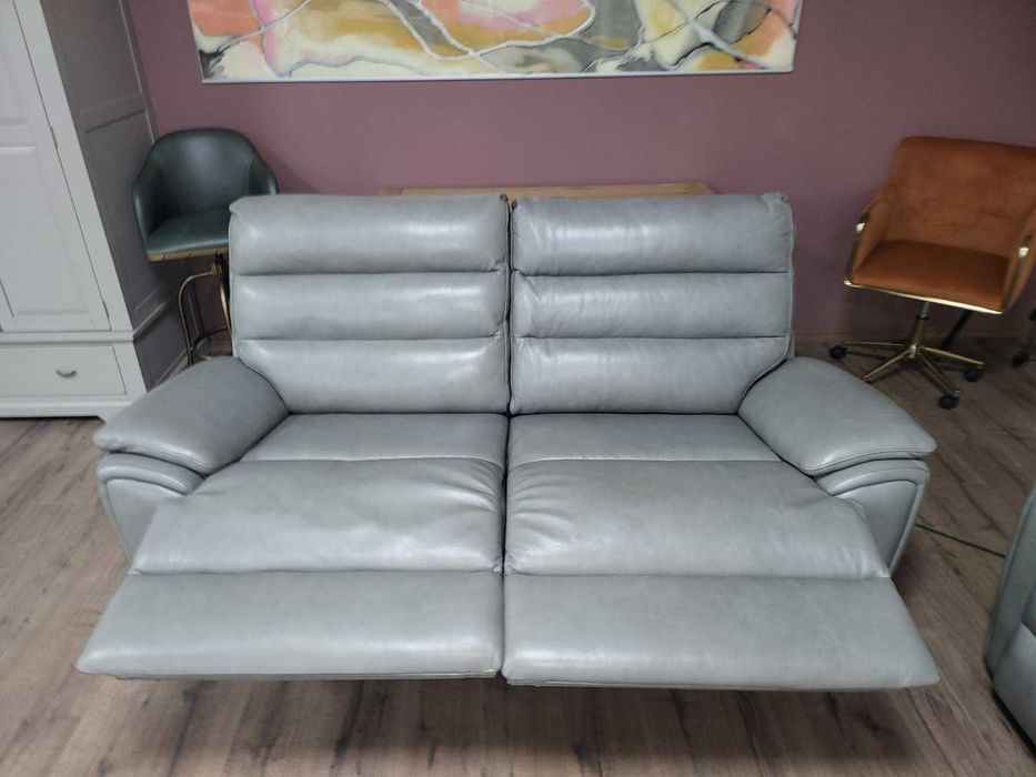 Американски сив кожен комплект тройка и двойка La-z-boy