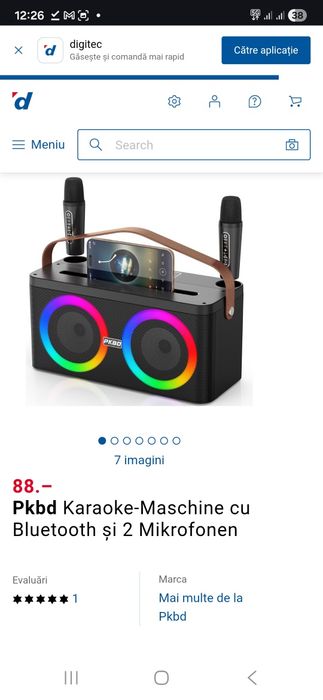 Boxa portabila karaoke cu bluetooth, 2 microfoane wireless incluse, lumini LED RGB, functie karaoke, sistem audio pentru petreceri si evenimente, NOUA