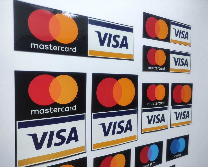 Наклейки VISA, MasterCard, Maestro, Cirrus. Made in USA