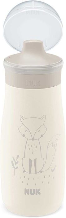 NUK Mini-Me Sip – Детска бутилка за вода, 300 мл, неръждаема стомана, 9+ месеца, Beige Fox