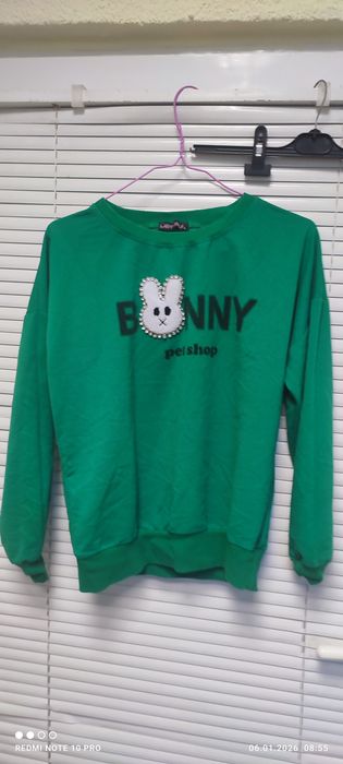 Дамска блуза Lady Girls – размер L – зелена с апликация