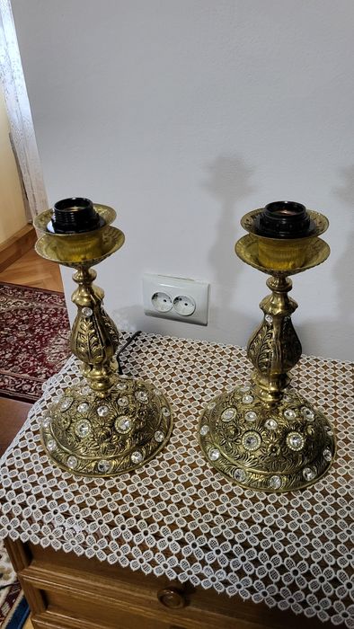 Veioza lampadar bronz noptiera 2 bucati